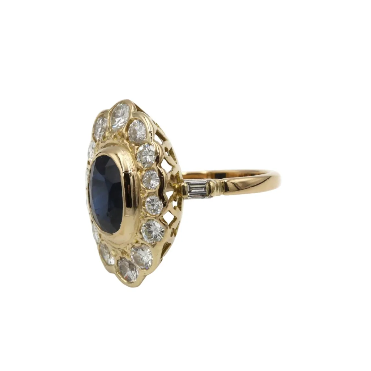 Bague Marguerite en or jaune, saphir et diamants - Image 2