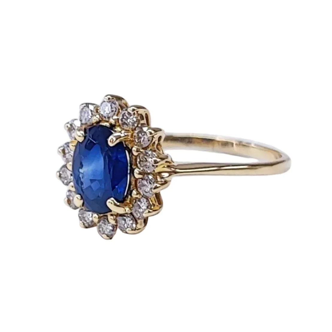 Bague Marguerite en or jaune, saphir et diamants - Image 3
