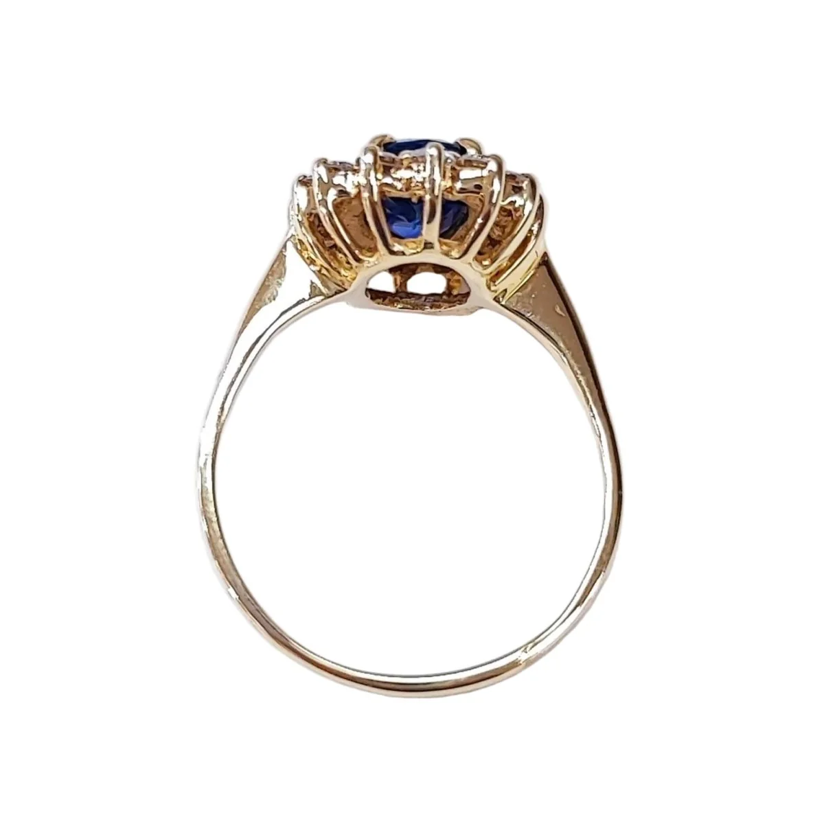 Bague Marguerite en or jaune, saphir et diamants - Image 5