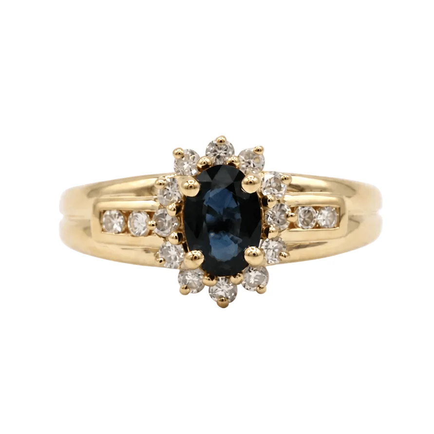 Bague Marguerite en or jaune, saphir et diamants