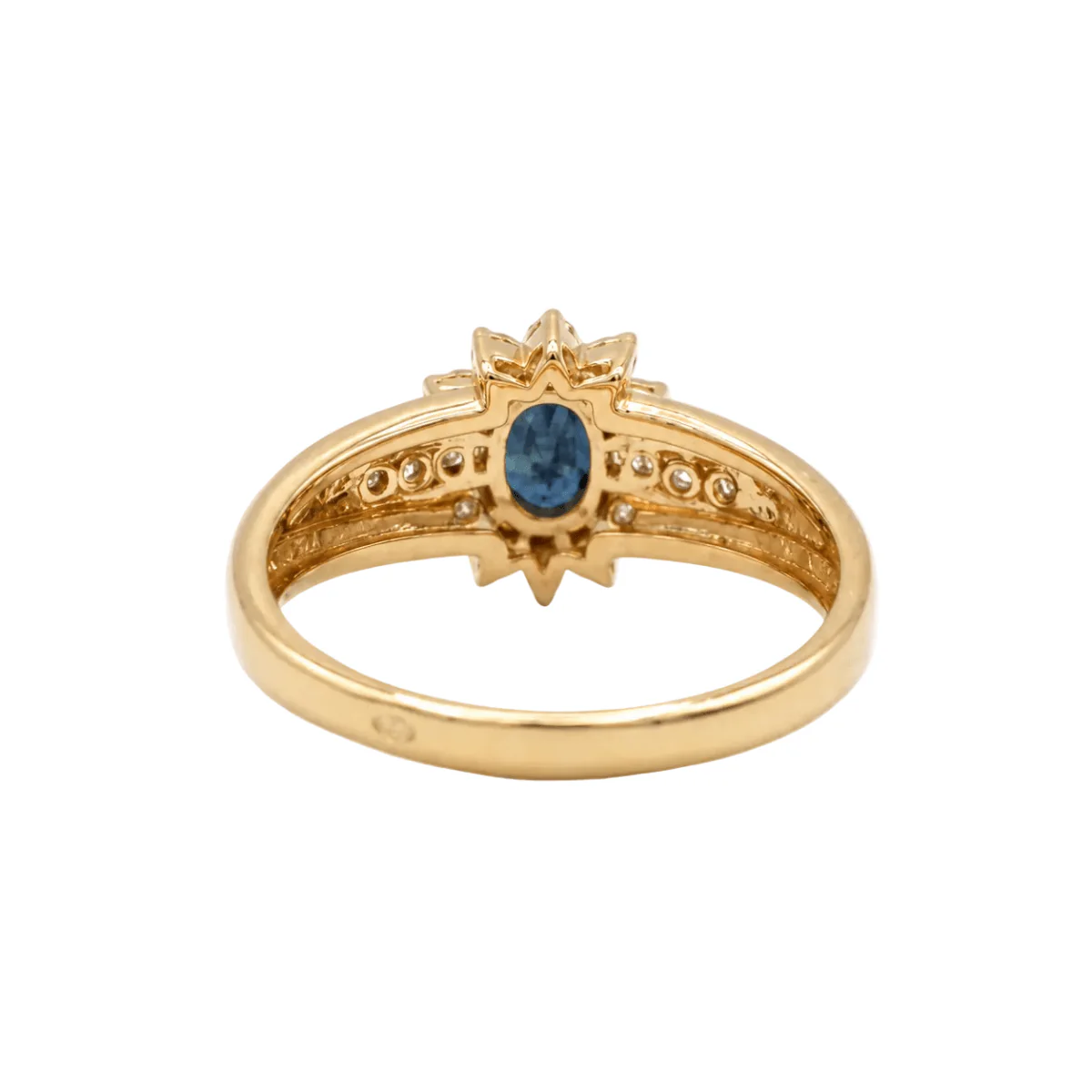 Bague Marguerite en or jaune, saphir et diamants - Image 4