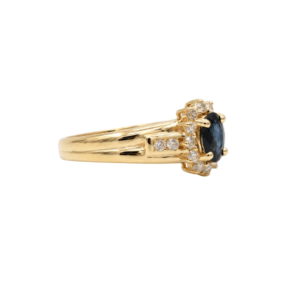 Bague Marguerite en or jaune, saphir et diamants - Image 5