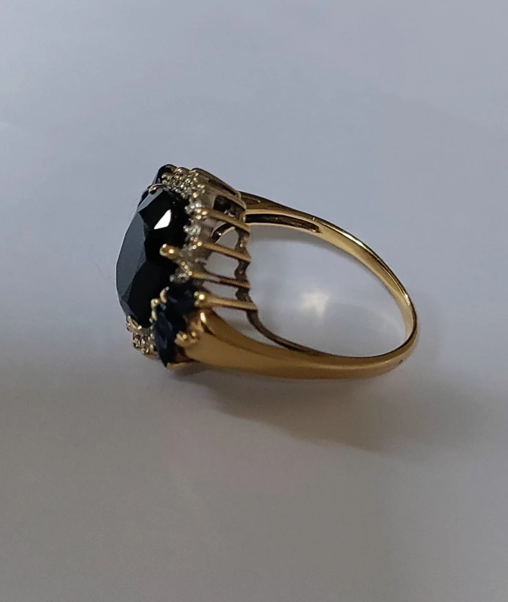 Bague Marguerite en or jaune, saphirs et diamants - Image 5