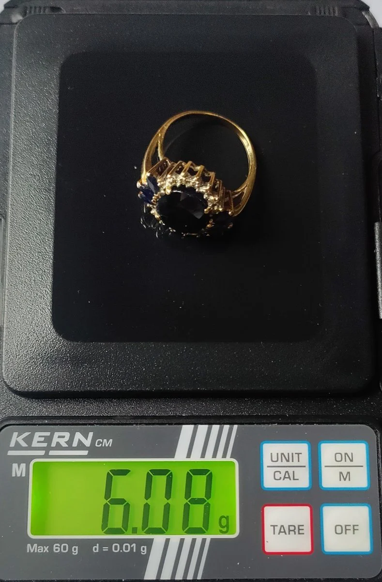 Bague Marguerite en or jaune, saphirs et diamants - Image 7