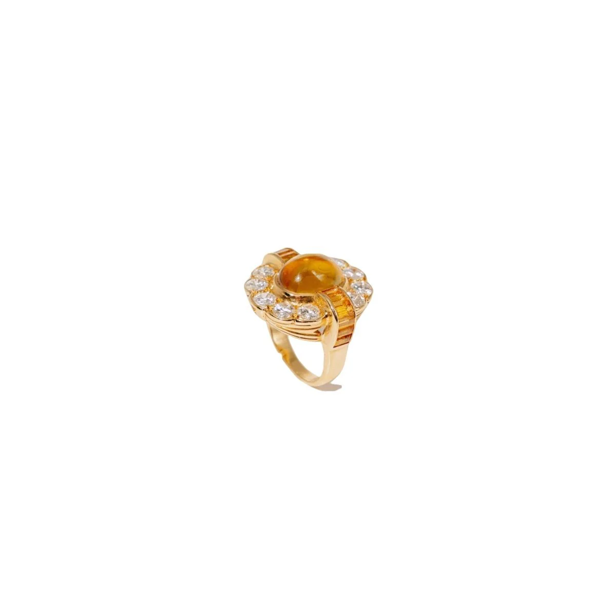 Bague marguerite en or jaune, saphirs jaunes et diamants - Image 3