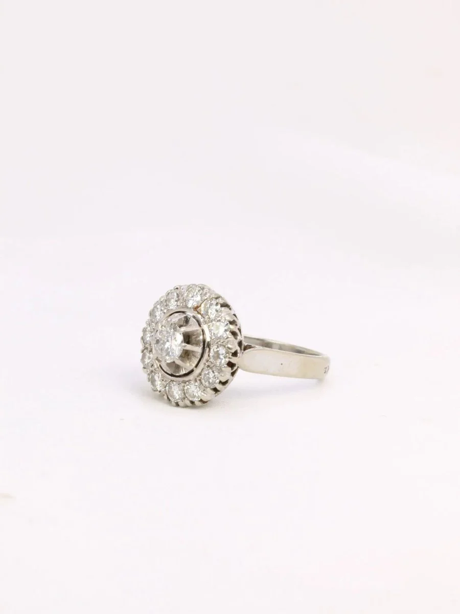 Bague marguerite or platine diamants 1,2 ct - Image 3