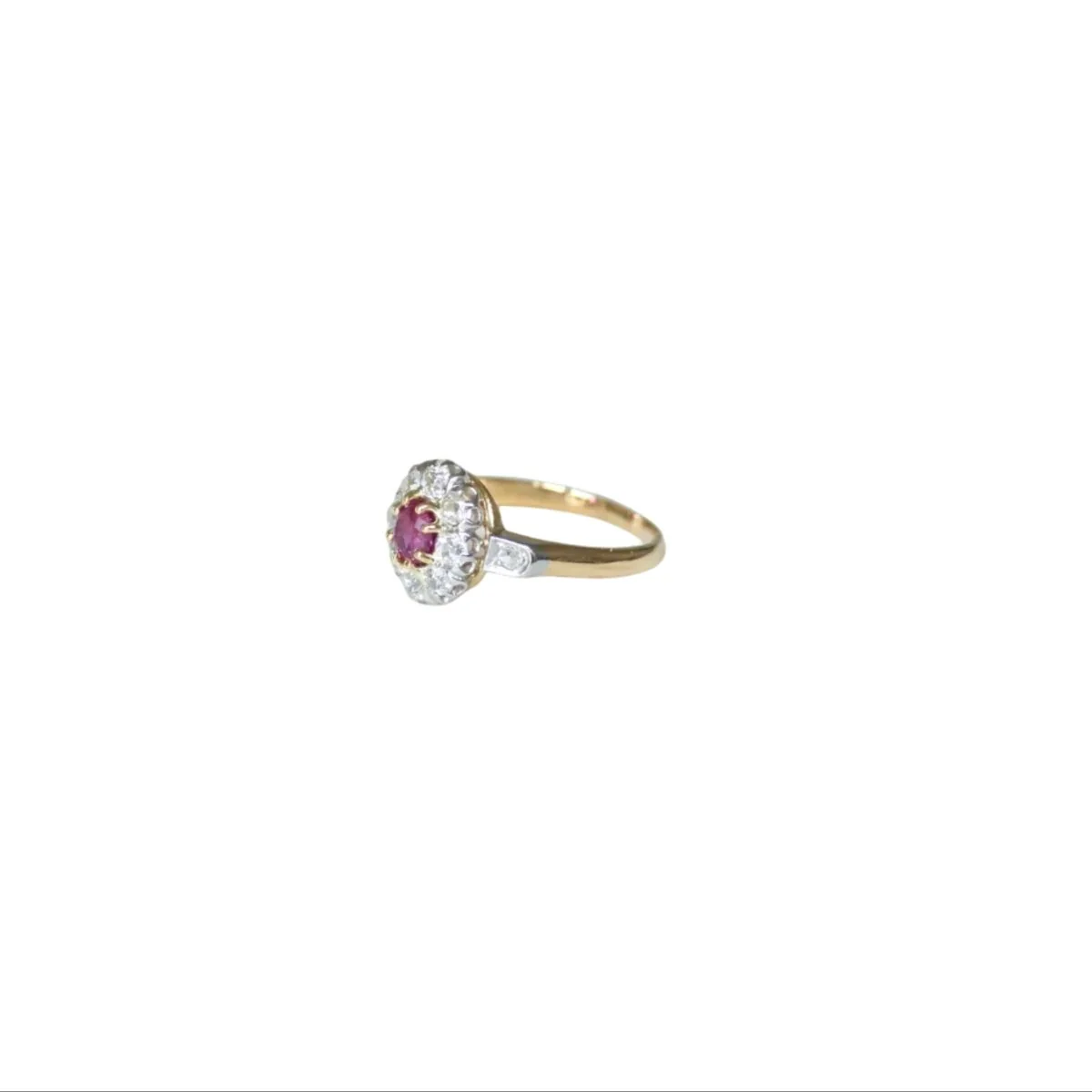 Bague Marguerite en or rose, rubis et diamants - Image 3