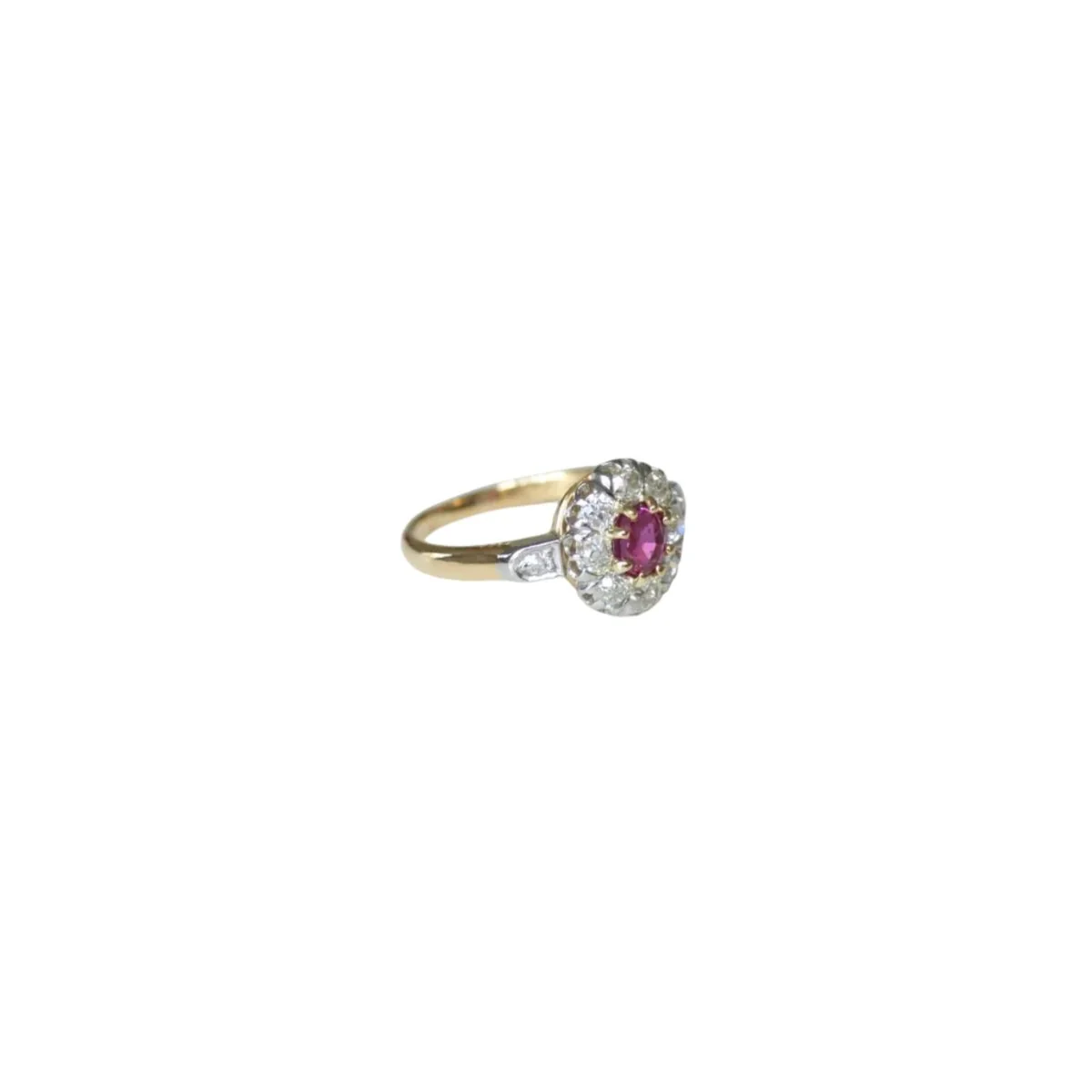 Bague Marguerite en or rose, rubis et diamants - Image 5
