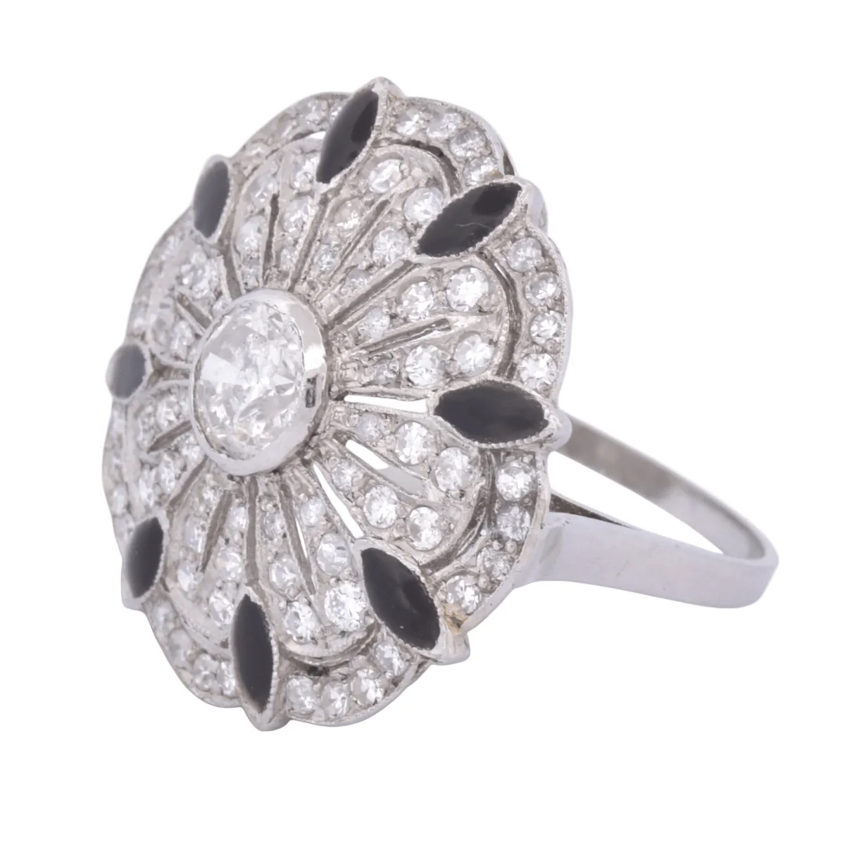 Bague Marguerite en platine et diamants - Image 2