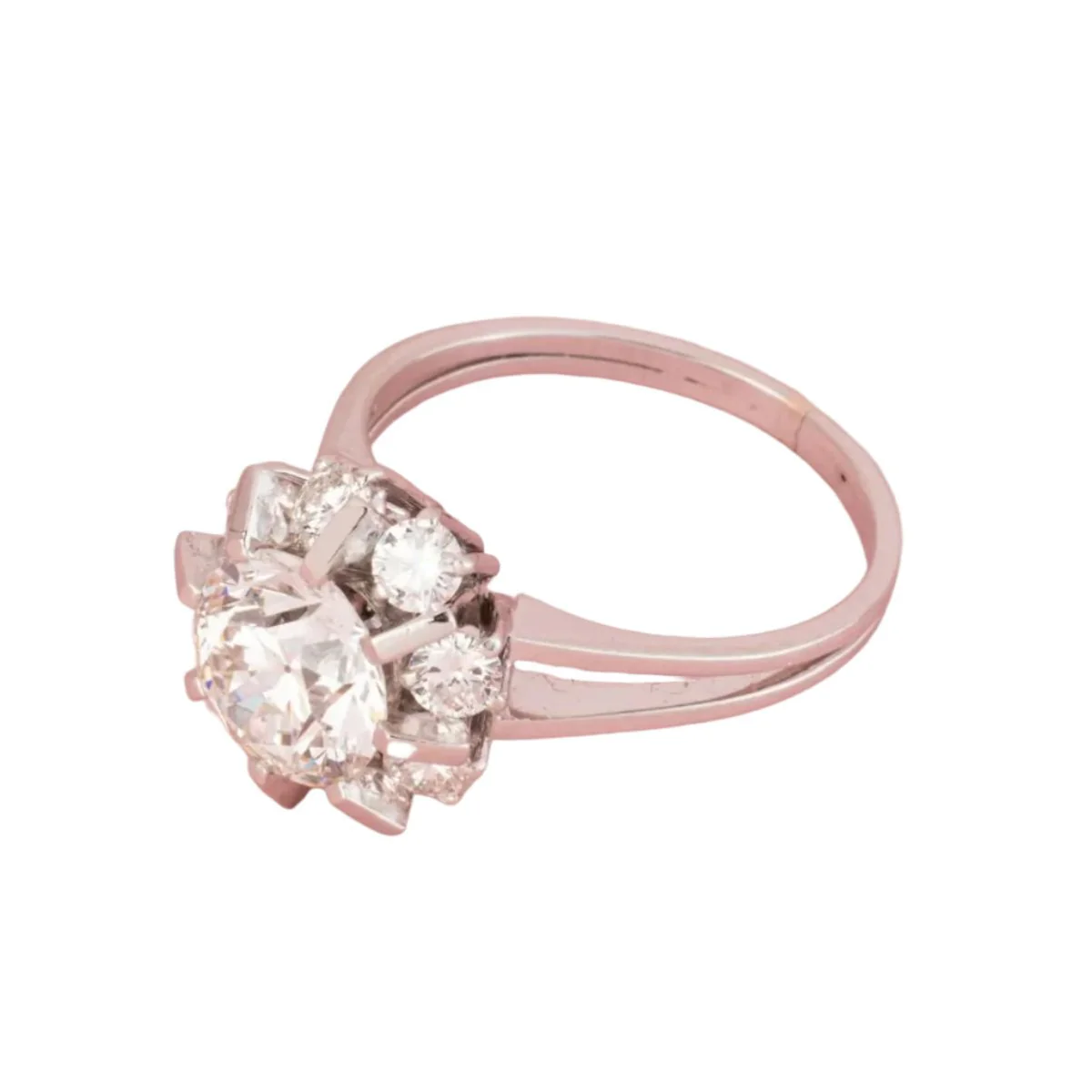 Bague Marguerite en platine et diamants - Image 3