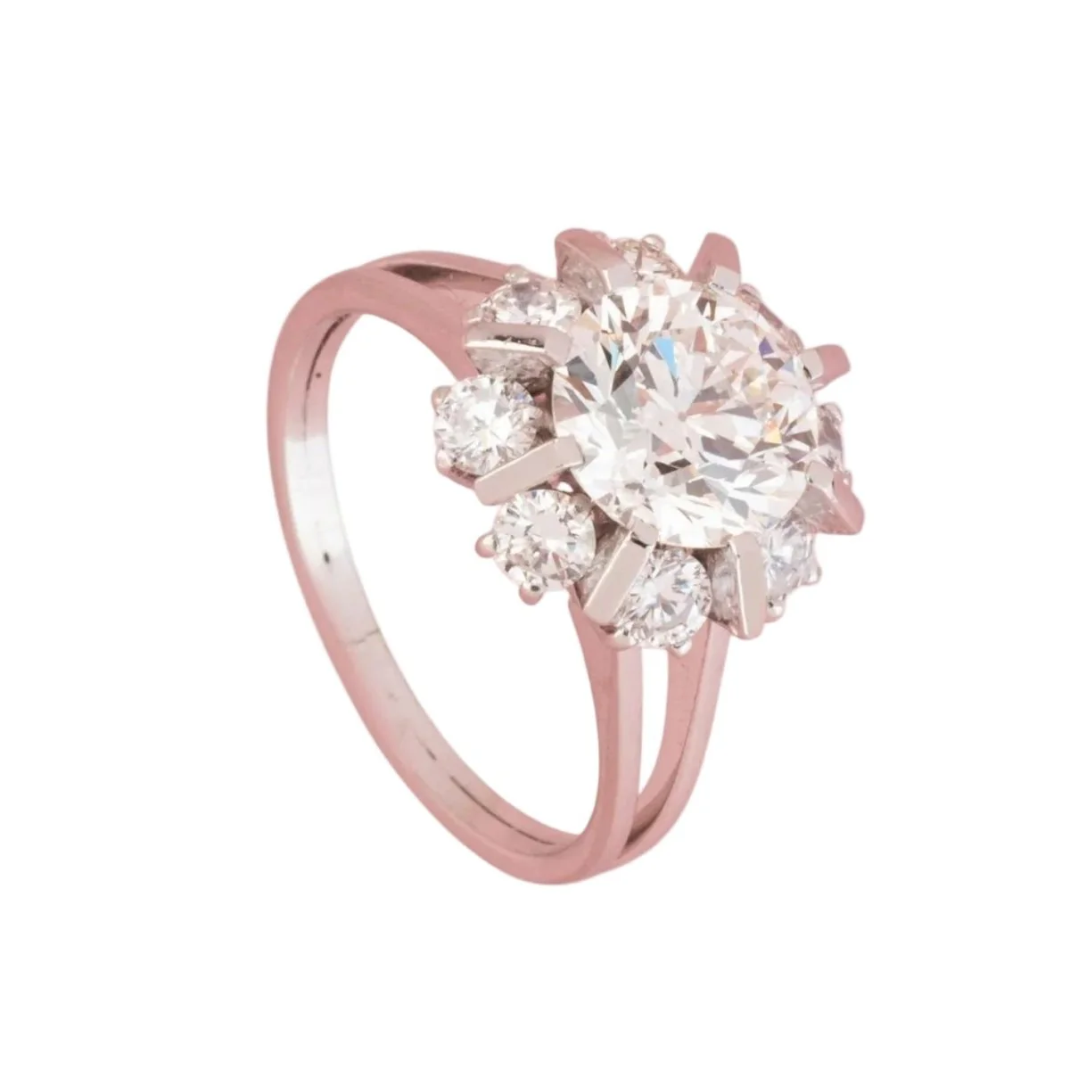 Bague Marguerite en platine et diamants - Image 6