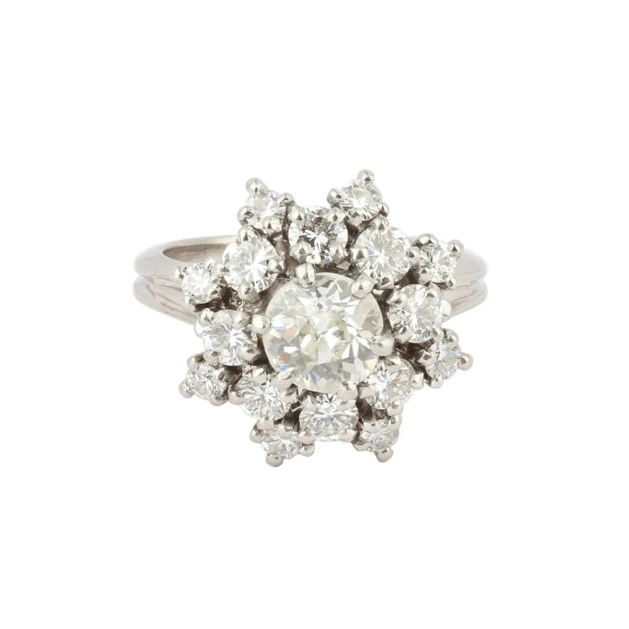 Bague Marguerite en platine et diamants