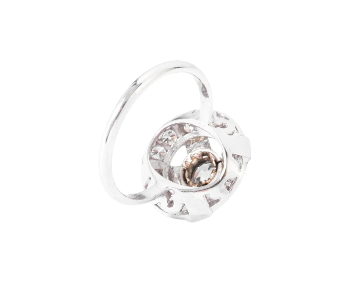 Bague marguerite en platine or gris et diamants - Image 4