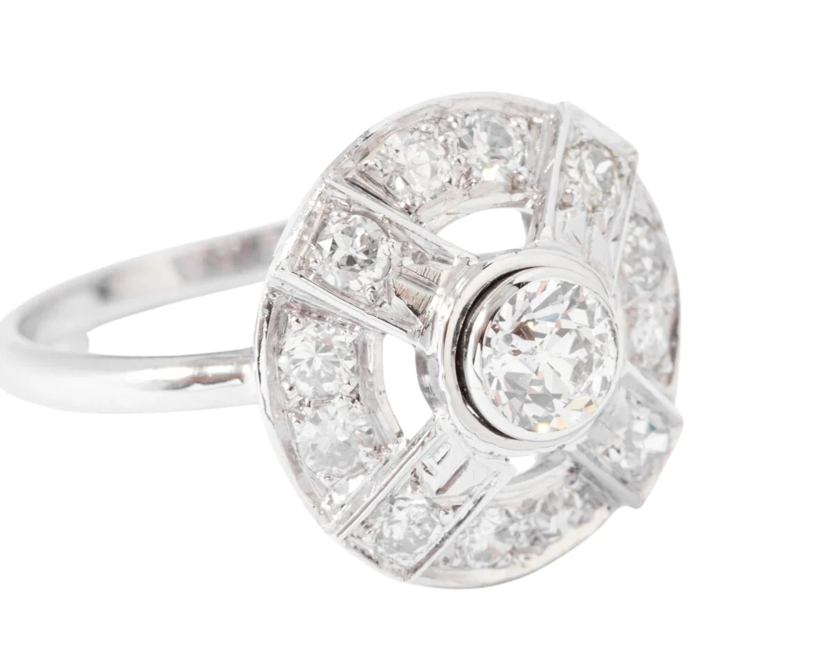Bague marguerite en platine or gris et diamants - Image 6