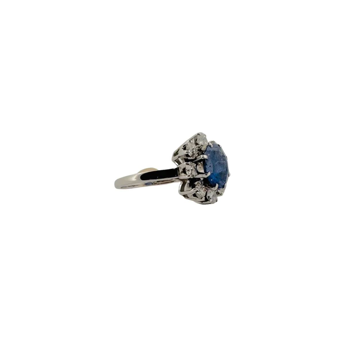 Bague Marguerite en platine, saphir et diamants - Image 3