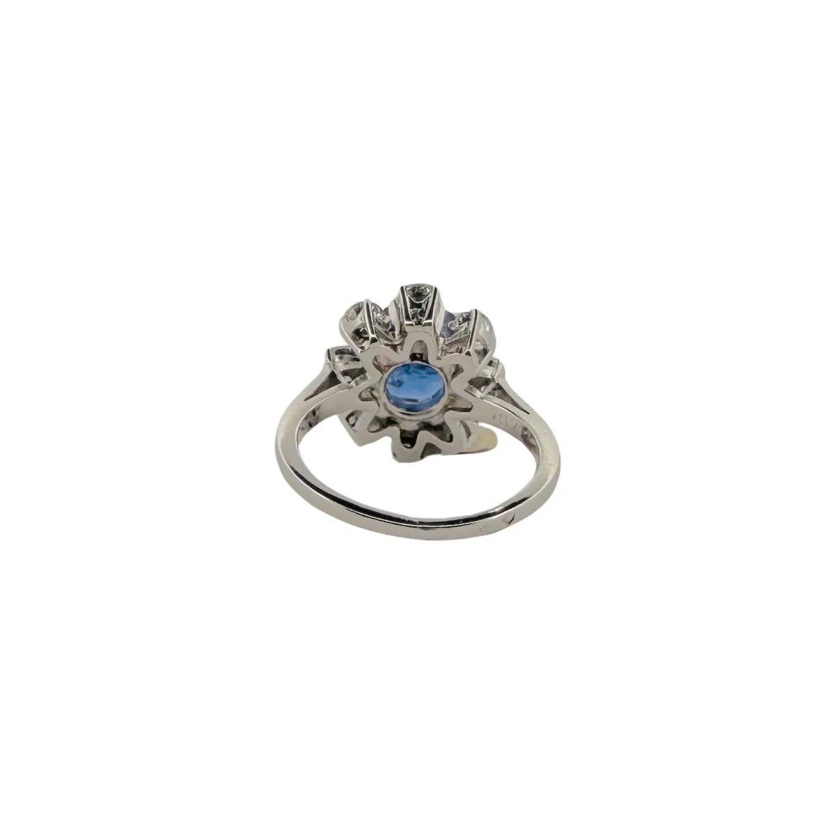 Bague Marguerite en platine, saphir et diamants - Image 4