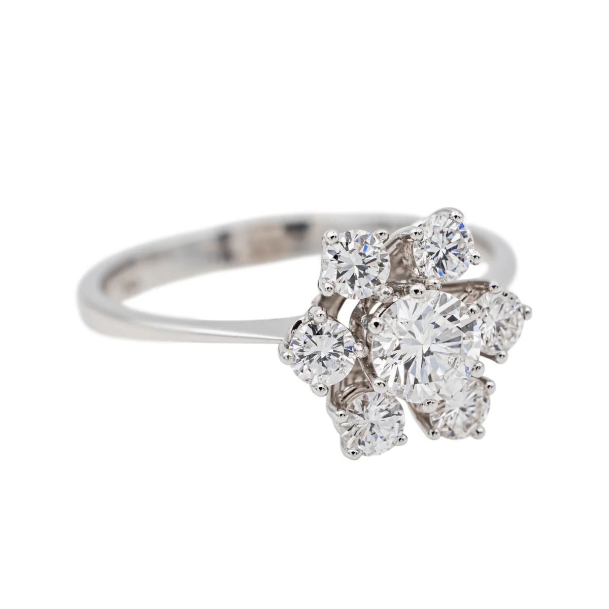 Bague Marguerite en or blanc et diamants - Image 5