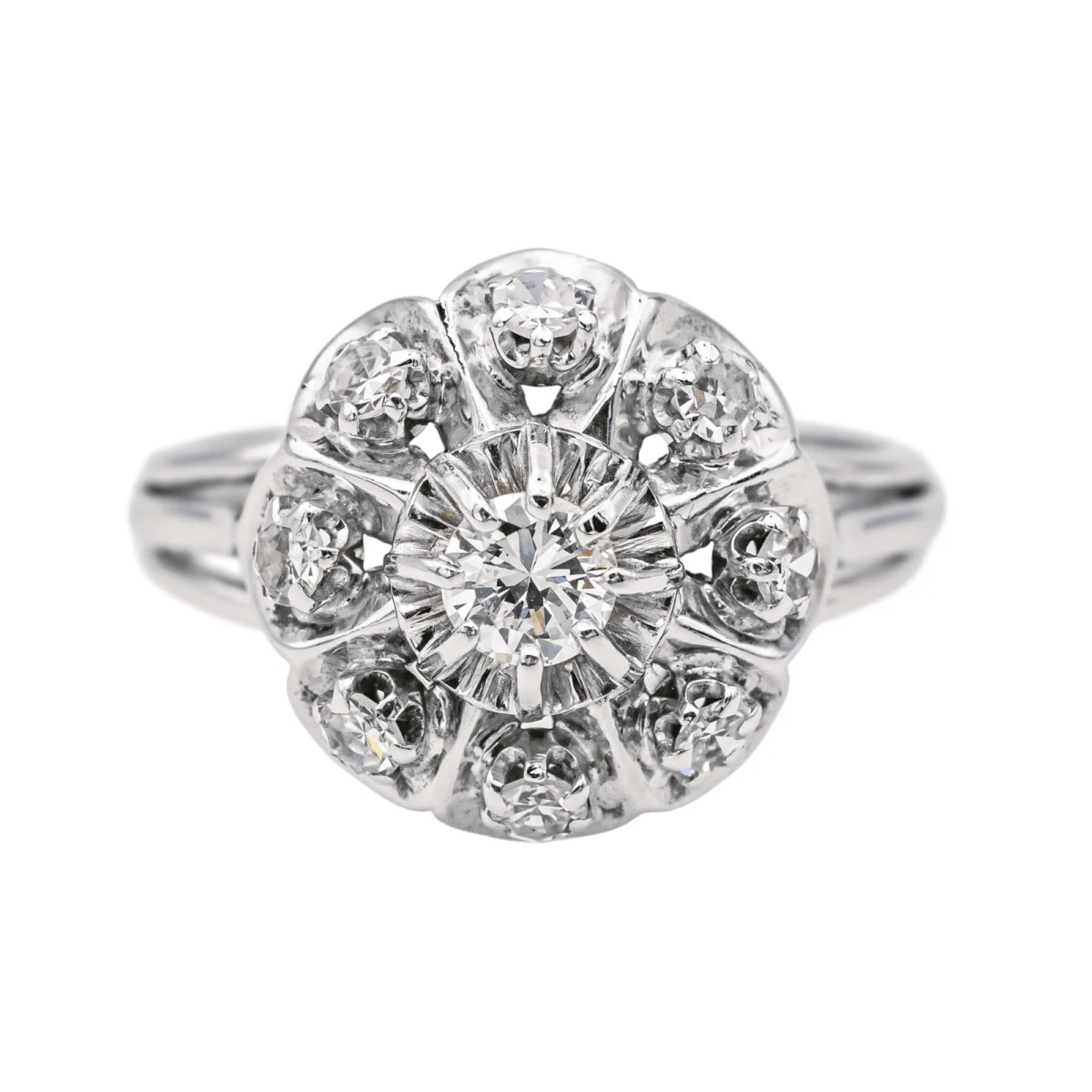 Bague Marguerite en or blanc et diamants