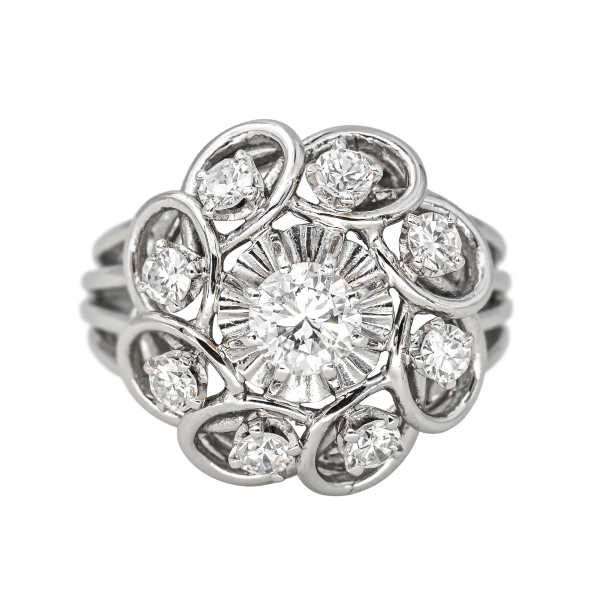 Bague Marguerite en or blanc et diamants