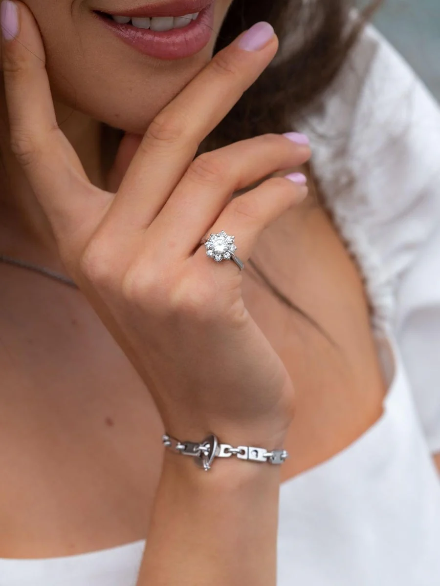 Bague Marguerite Or blanc Diamant - Image 2