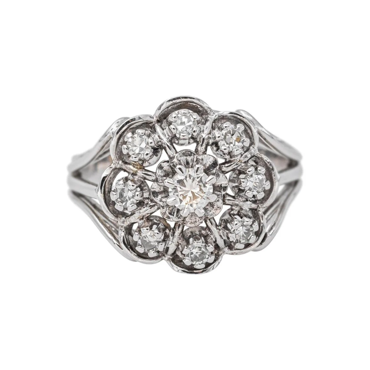 Bague Marguerite en or blanc et diamants