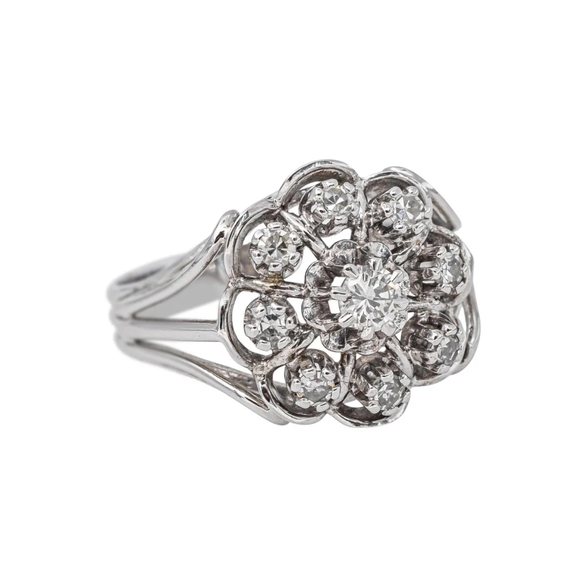 Bague Marguerite en or blanc et diamants - Image 6