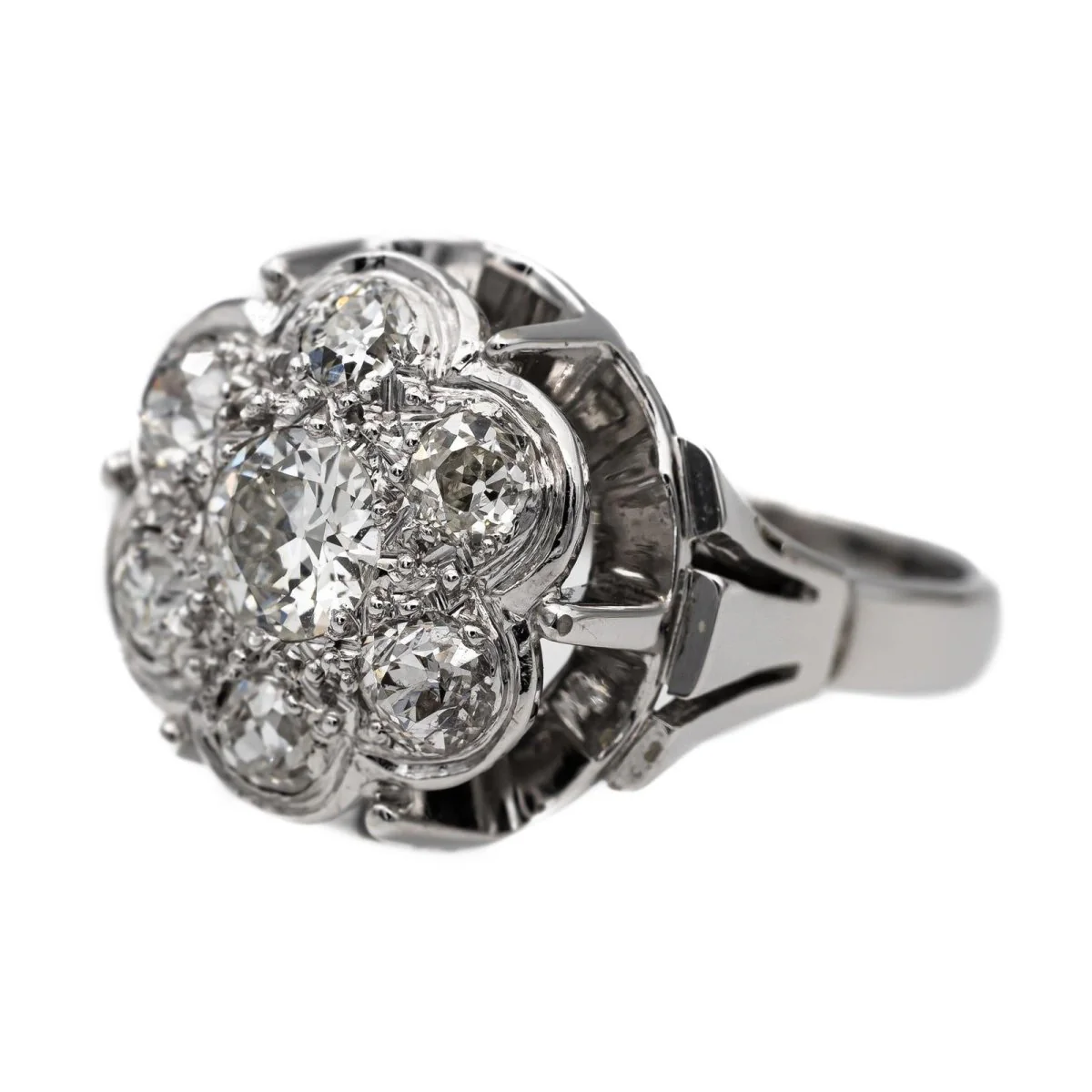 Bague Marguerite en or blanc et diamant - Image 3
