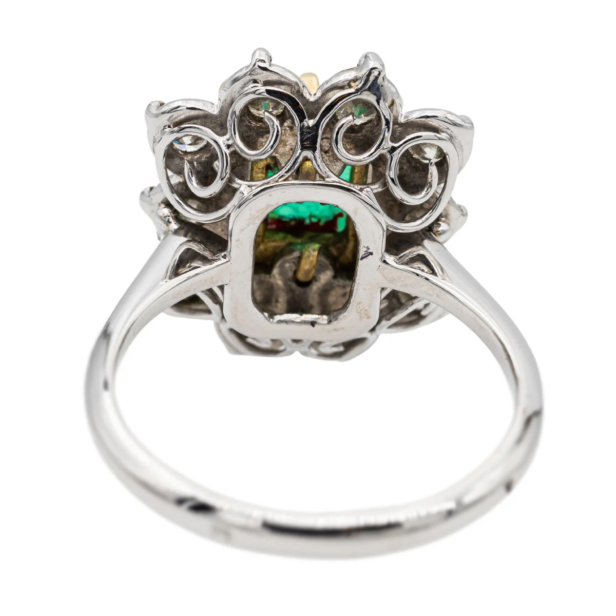 Bague Marguerite Or blanc Emeraude - Image 6