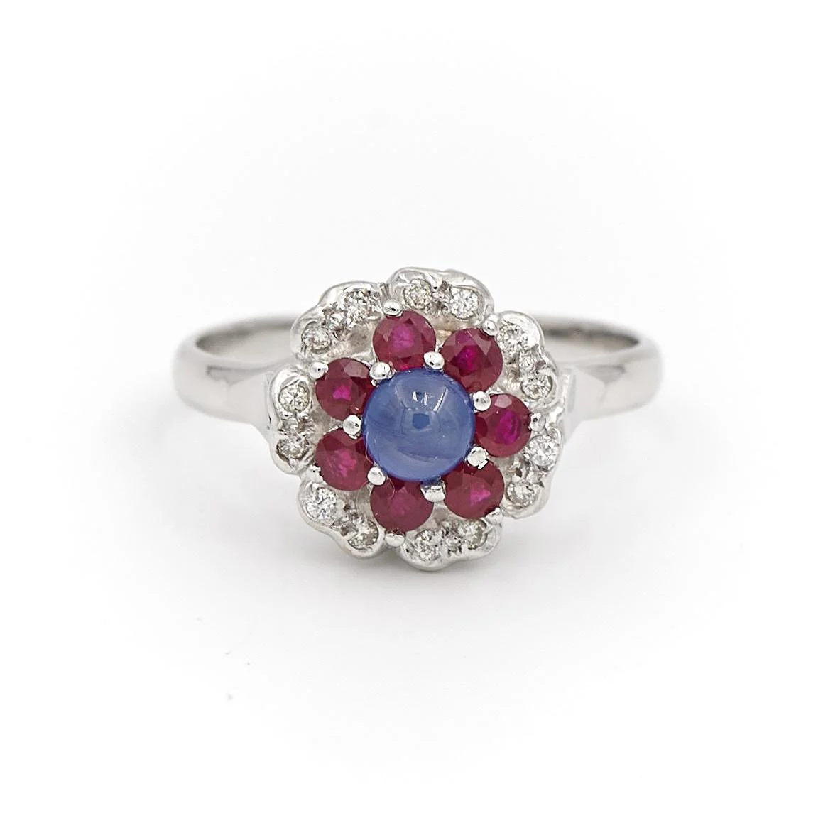 Bague Marguerite Or blanc Saphir