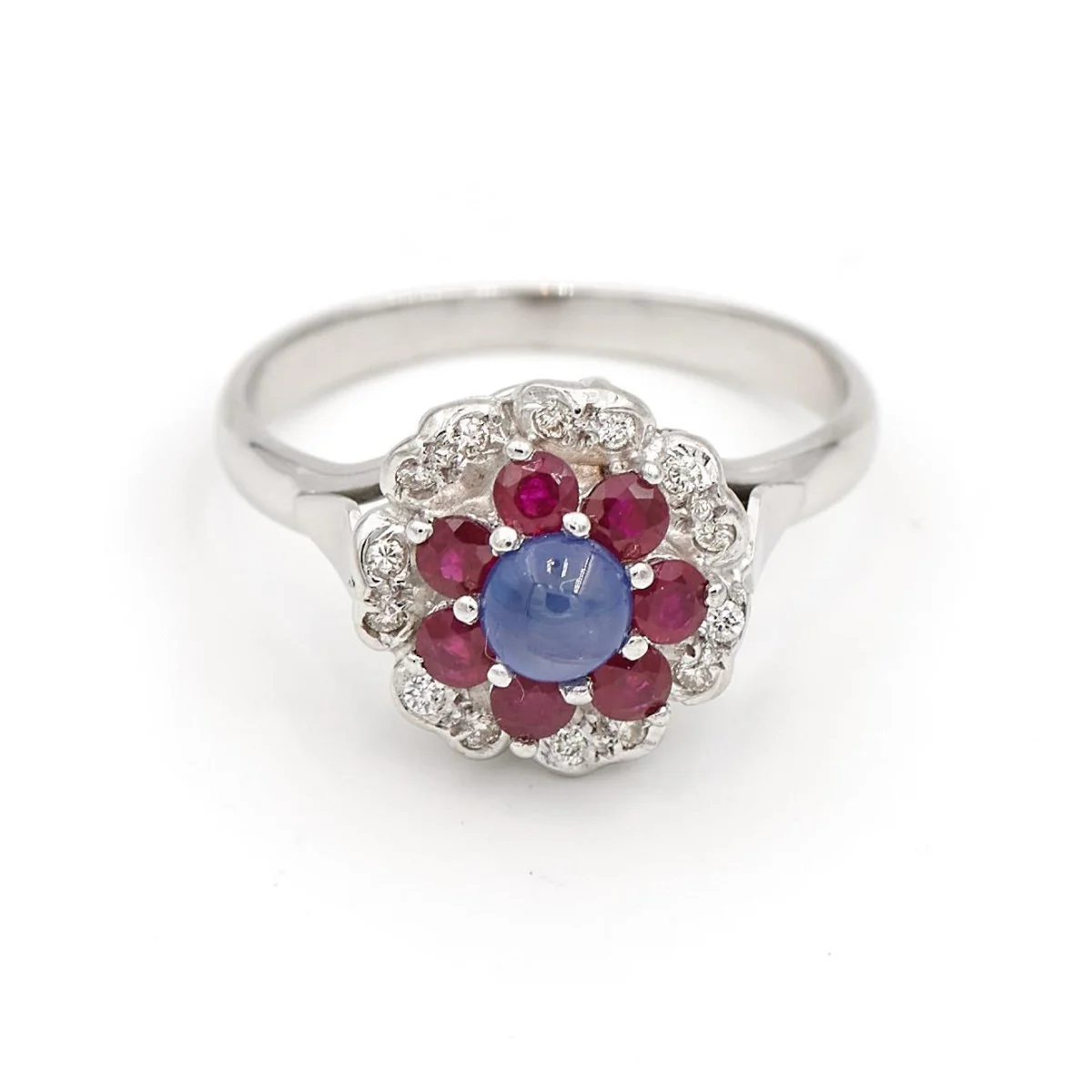 Bague Marguerite Or blanc Saphir - Image 3