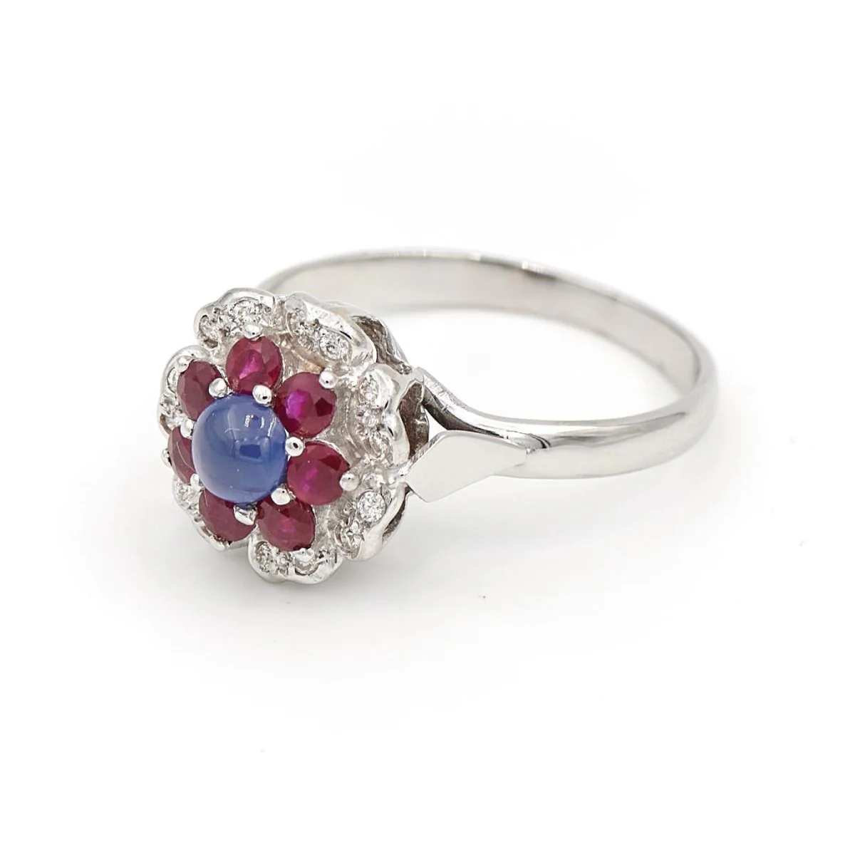 Bague Marguerite Or blanc Saphir - Image 4