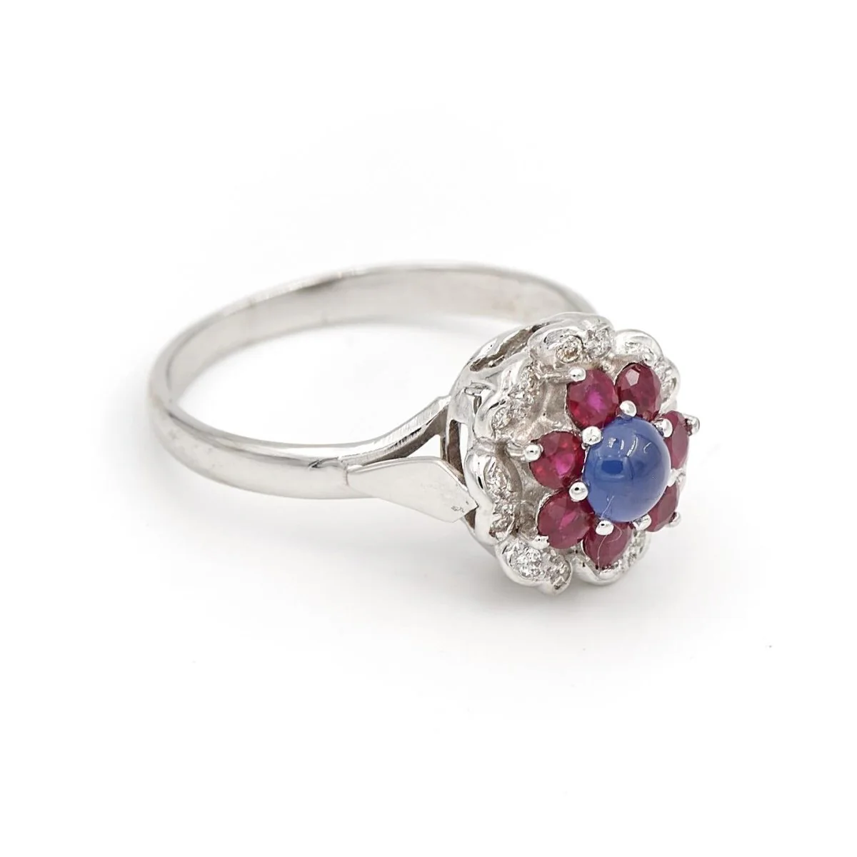 Bague Marguerite Or blanc Saphir - Image 5