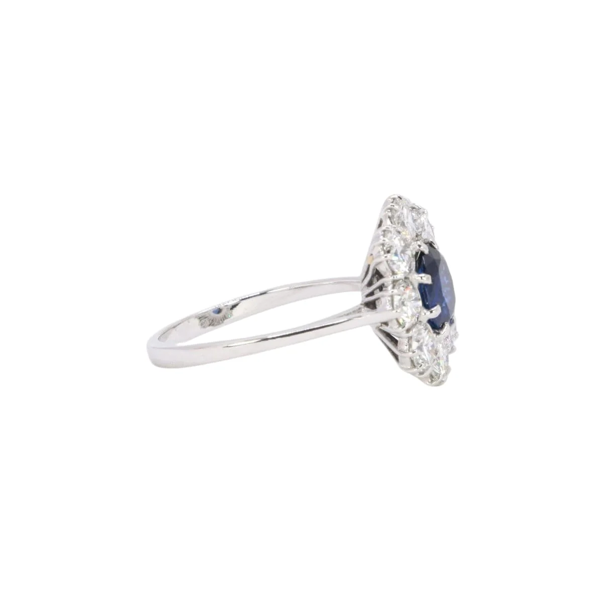 Bague marguerite or blanc saphir ovale diamants - Image 7