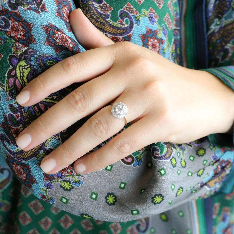 Bague marguerite or jaune diamant 0,8 carat - Image 11