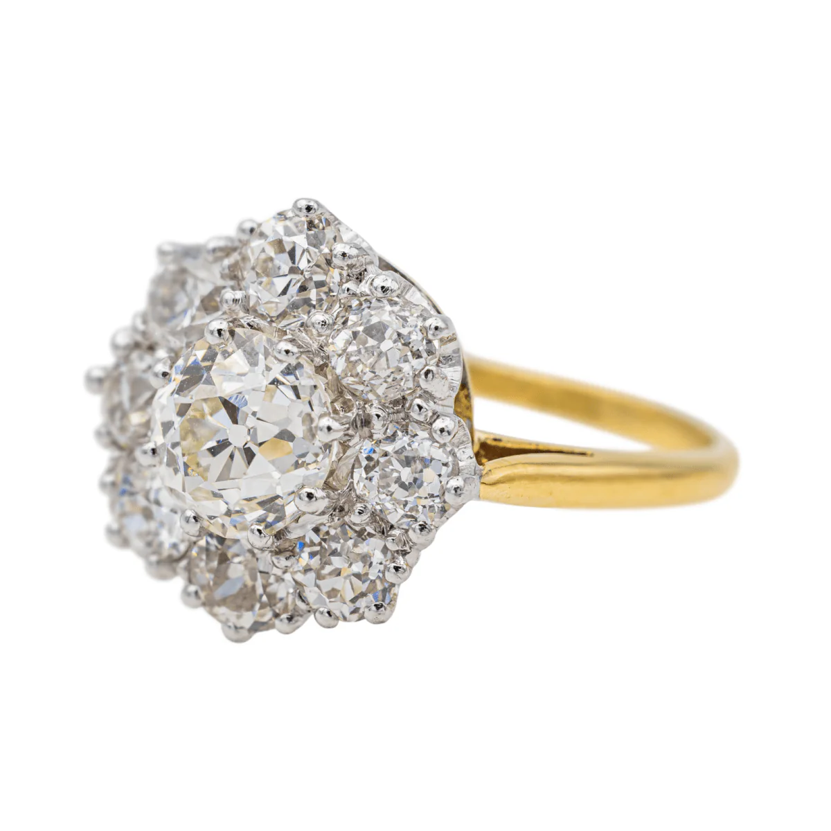 Bague Marguerite en or jaune, platine et diamants - Image 3