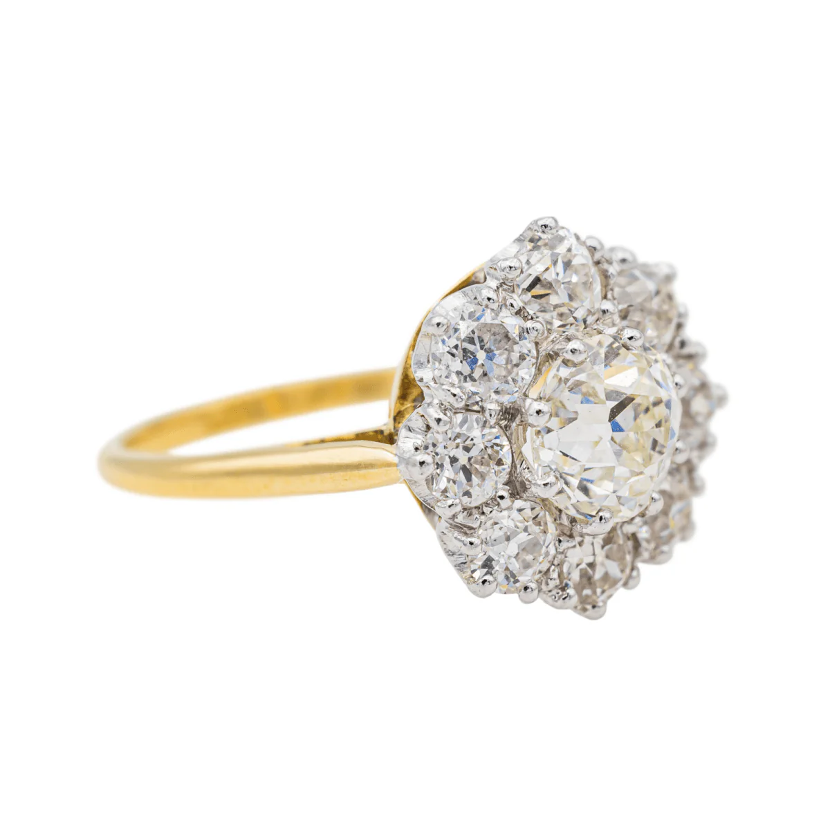 Bague Marguerite en or jaune, platine et diamants - Image 6