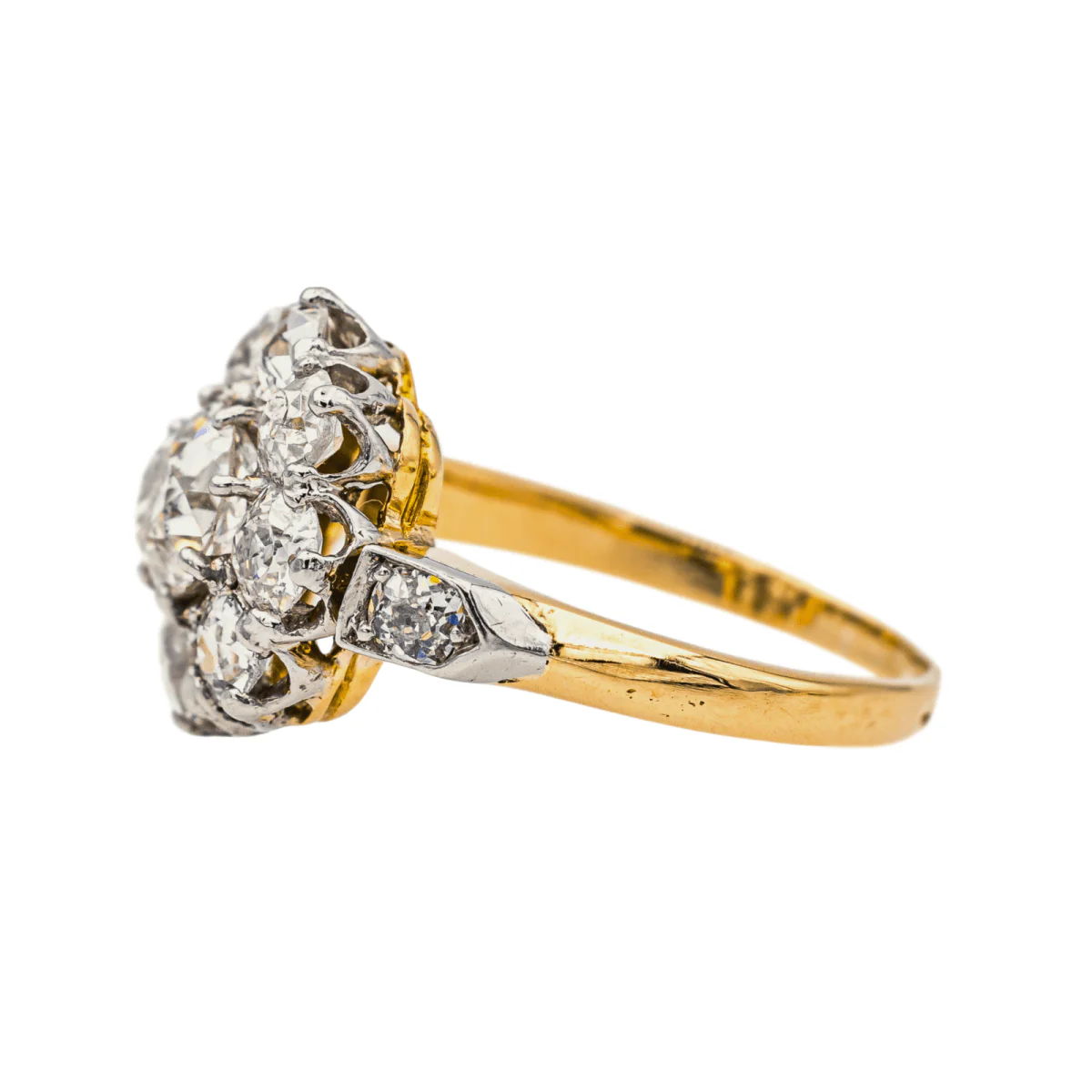 Bague Marguerite en or jaune, platine et diamants - Image 4