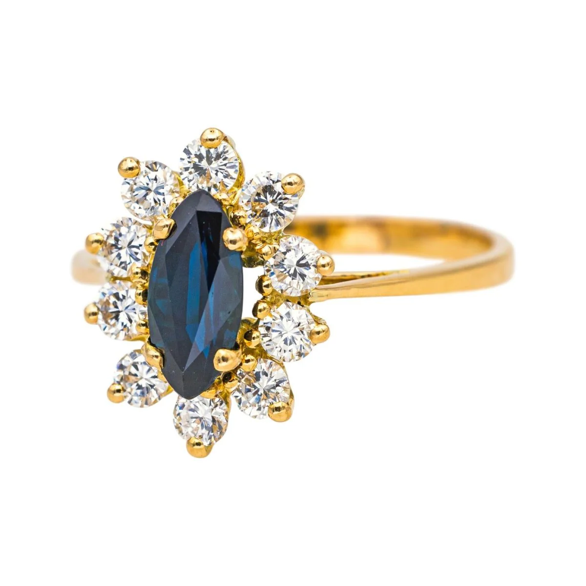 Bague Marguerite en or jaune, émeraude et diamants - Image 3