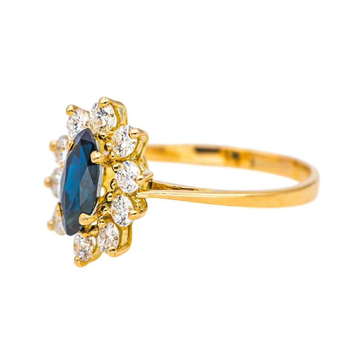 Bague Marguerite en or jaune, émeraude et diamants - Image 4