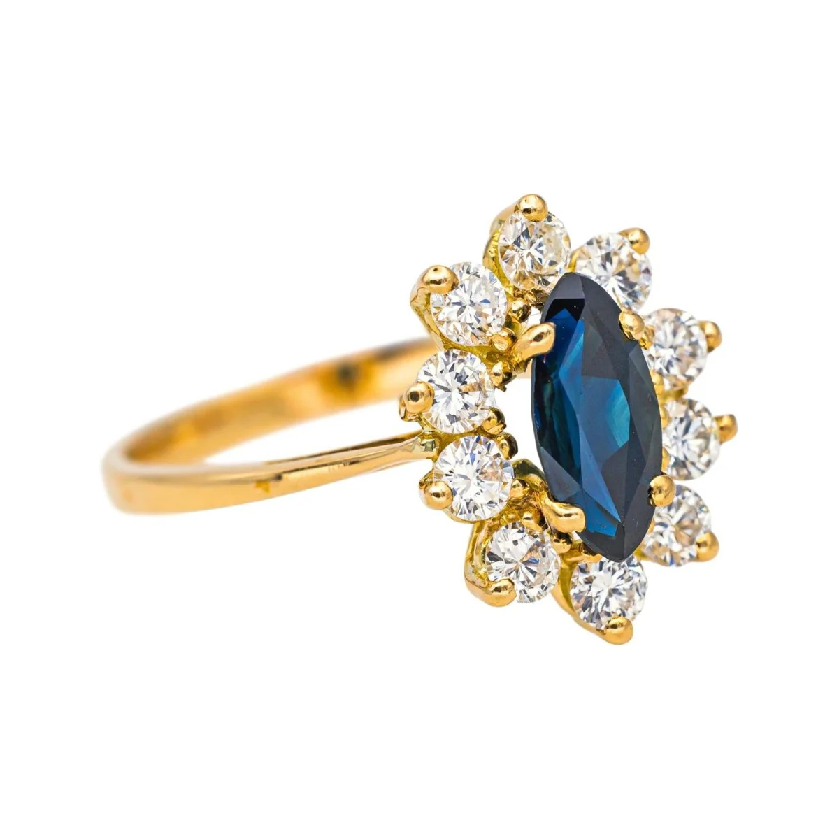 Bague Marguerite en or jaune, émeraude et diamants - Image 6