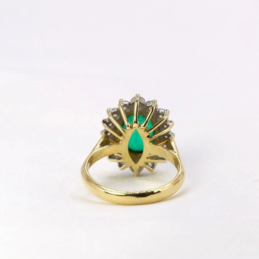 Bague Marguerite en or, émeraude et diamants - Image 5