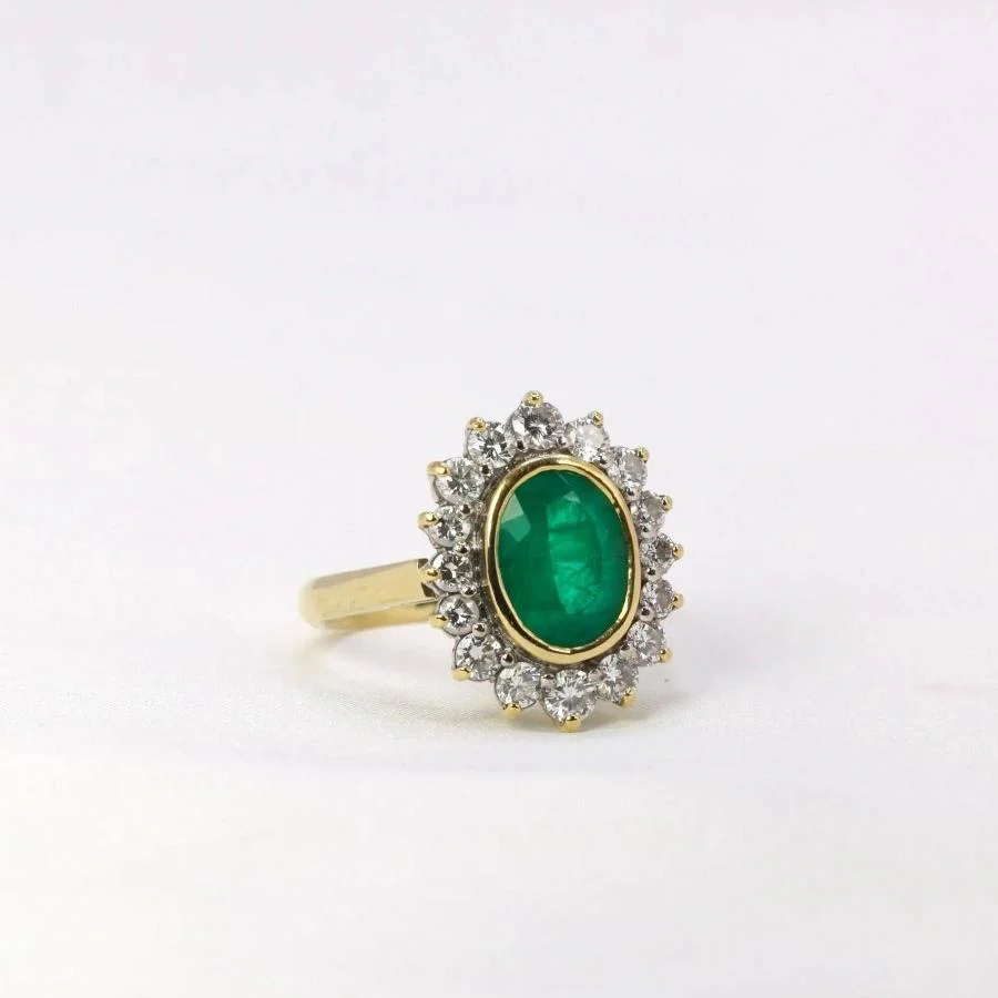 Bague Marguerite en or, émeraude et diamants - Image 7