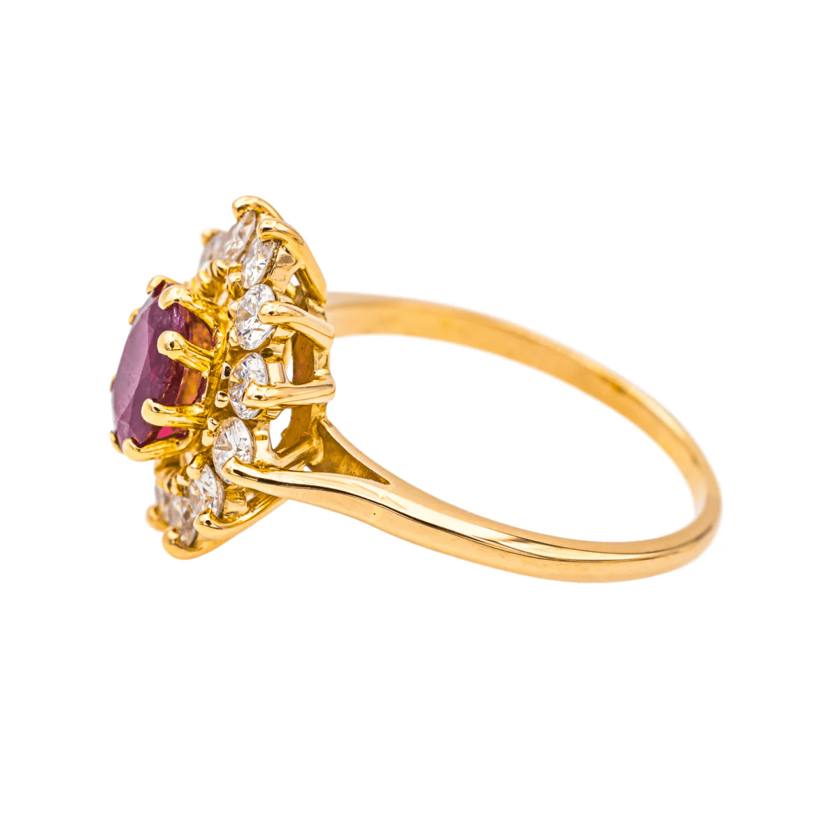 Bague Marguerite en or jaune, rubis et diamants - Image 4