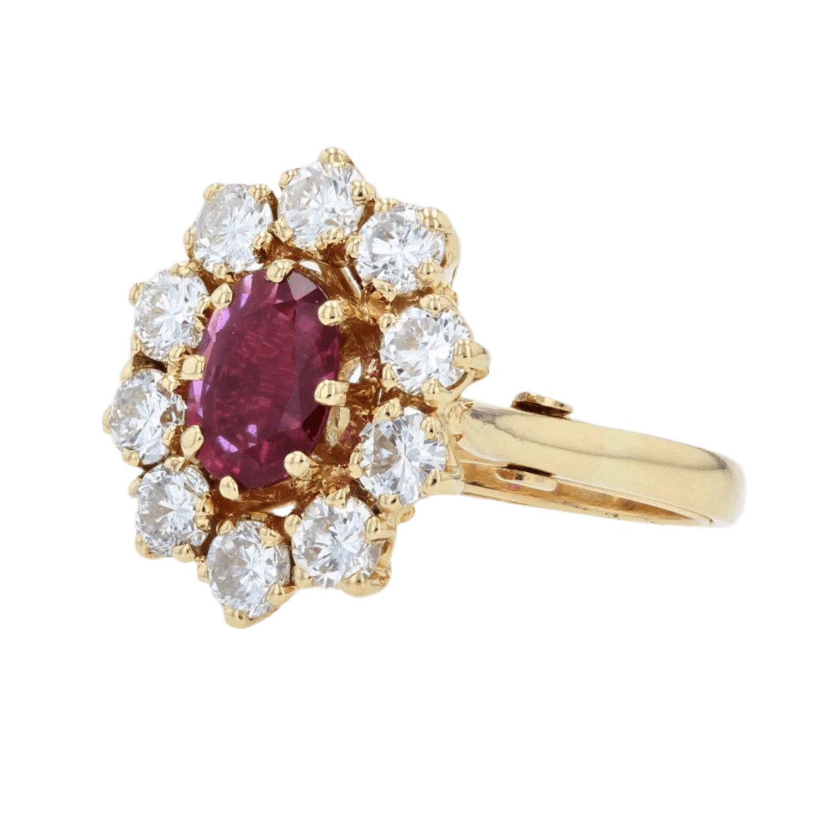 Bague Marguerite en or jaune, rubis et diamants - Image 3