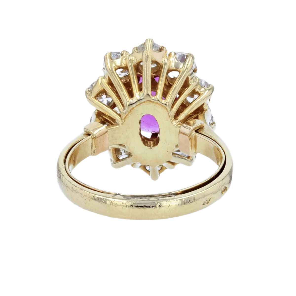 Bague Marguerite en or jaune, rubis et diamants - Image 4