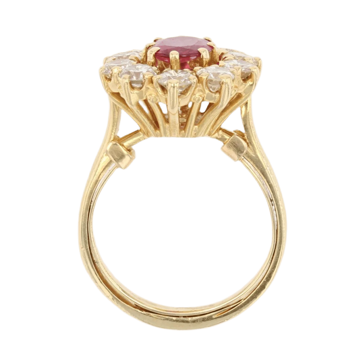 Bague Marguerite en or jaune, rubis et diamants - Image 6