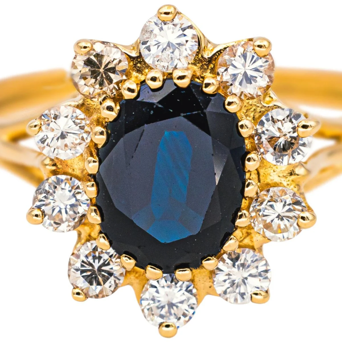 Bague Marguerite en or jaune, saphir et diamants - Image 3