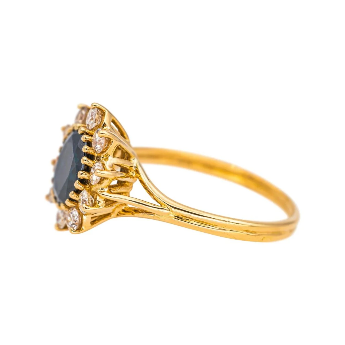 Bague Marguerite en or jaune, saphir et diamants - Image 5