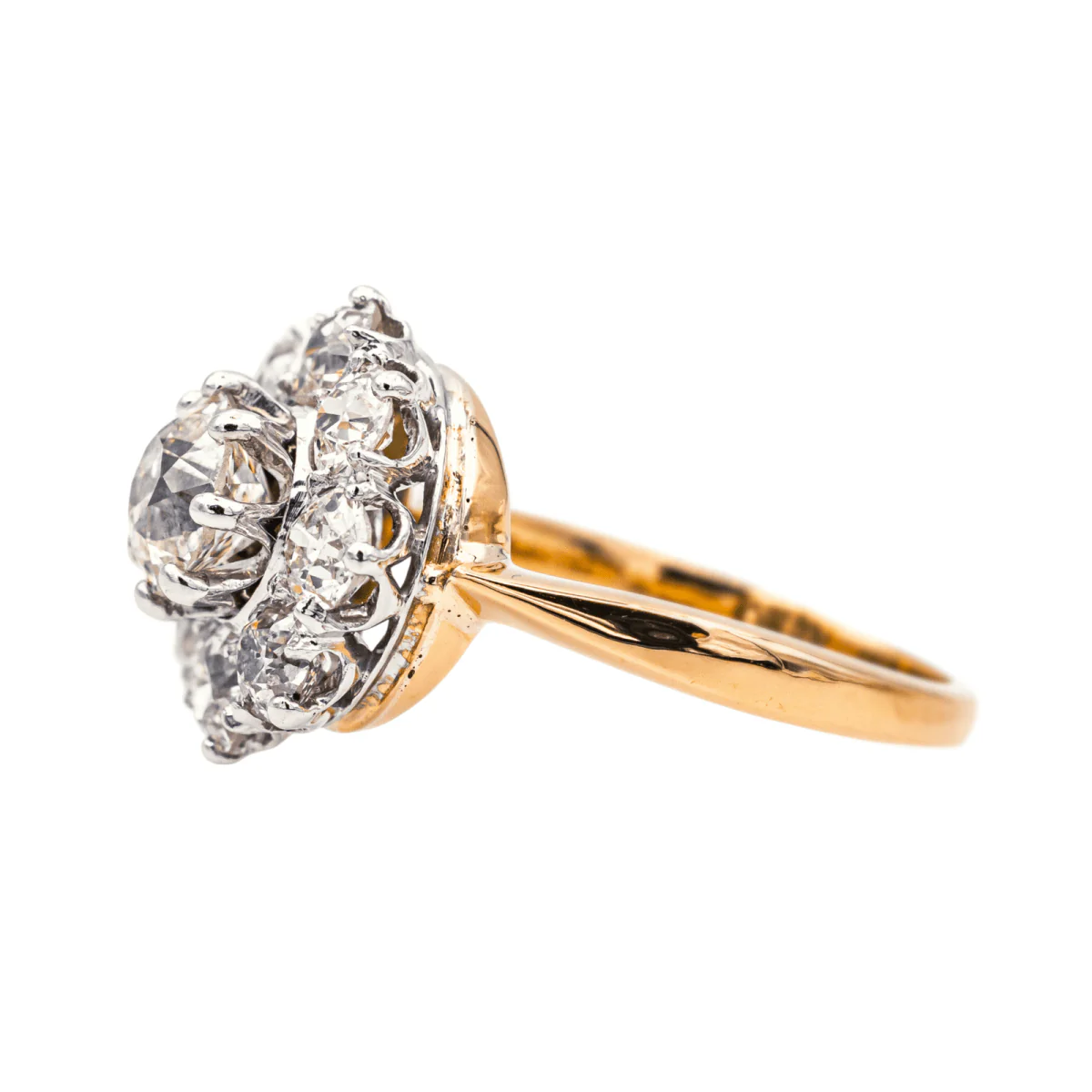 Bague Marguerite en or rose, platine et diamants - Image 4
