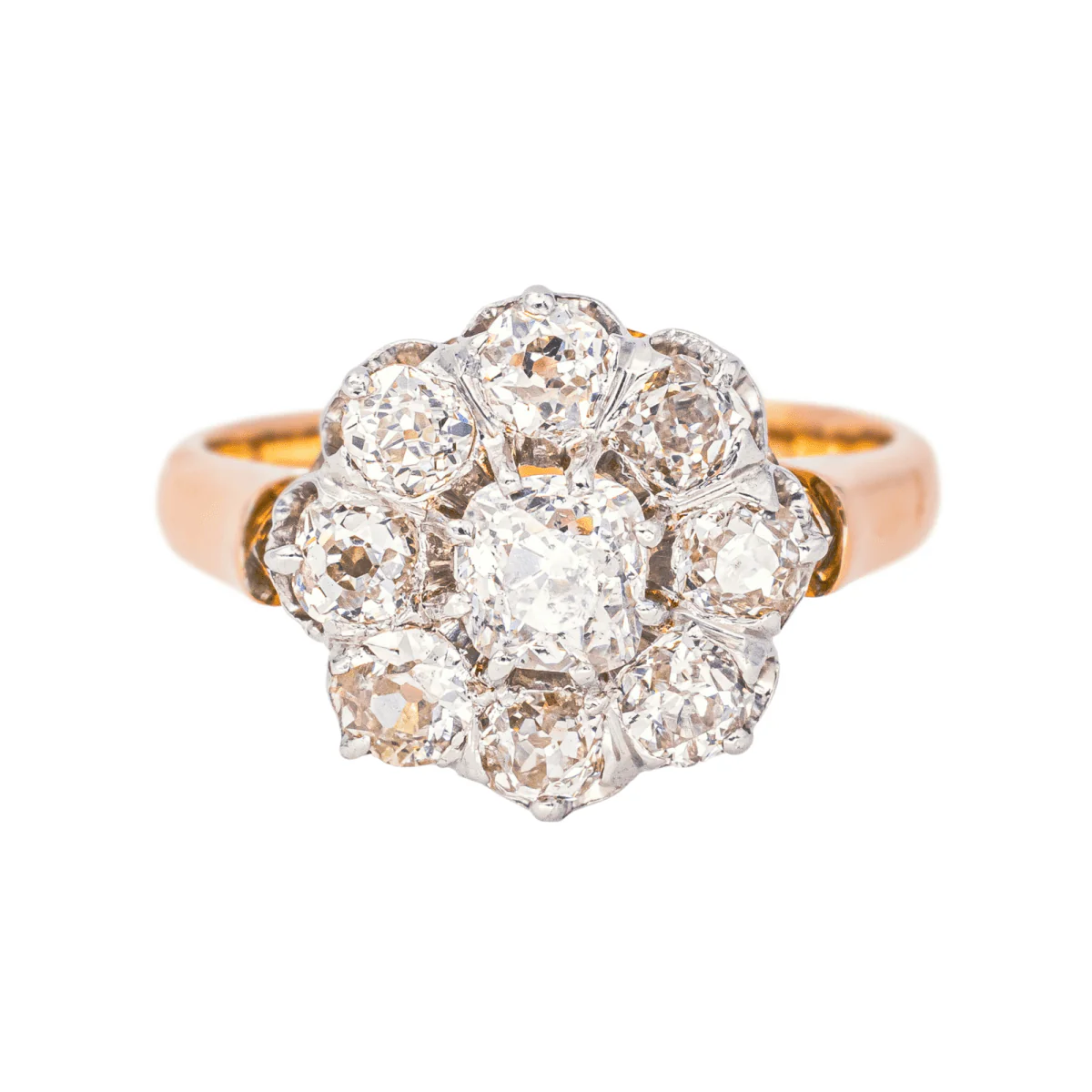 Bague Marguerite en or rose, platine et diamants